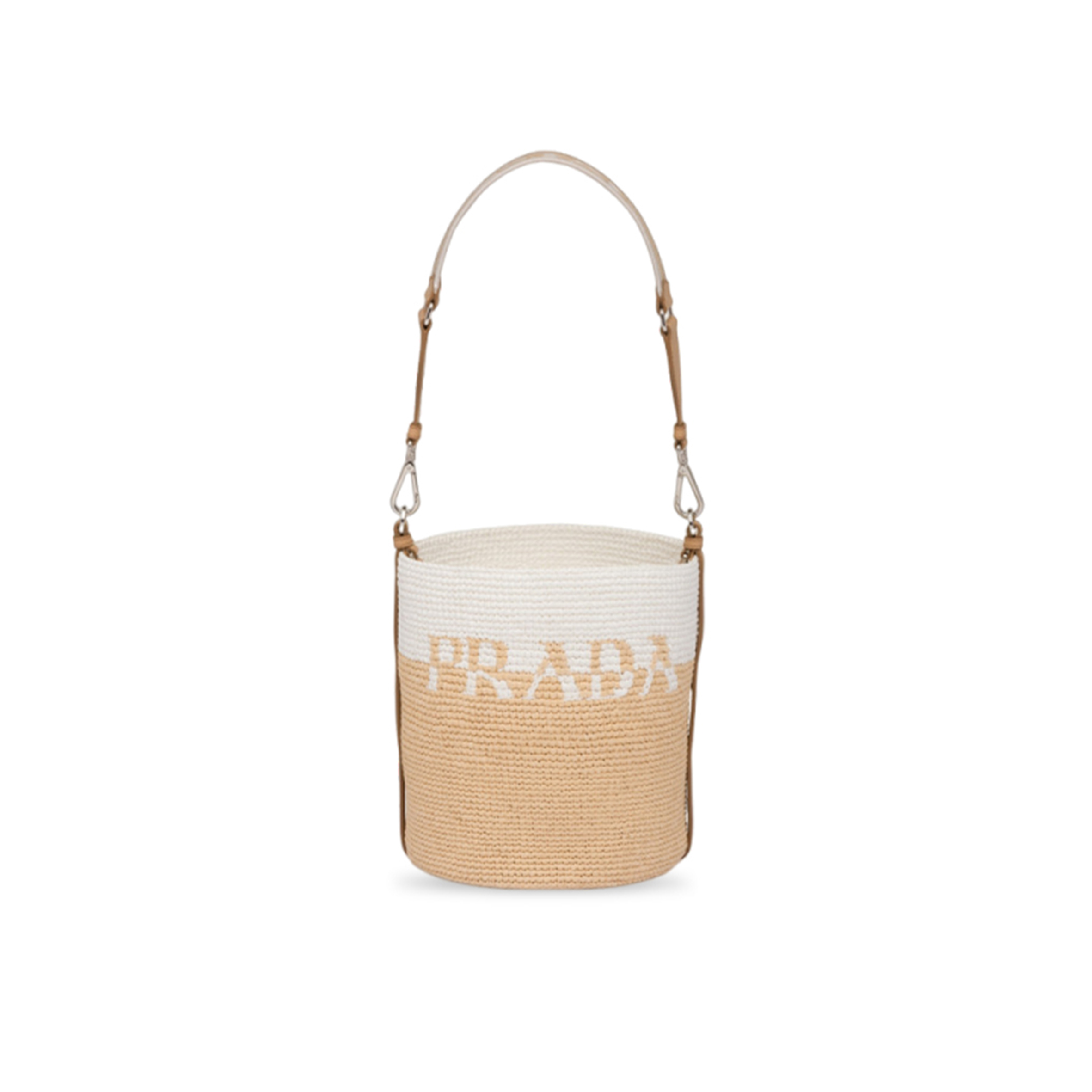 PRADA CROCHET AND LEATHER MINI-BUCKET BAG 1BE063 (25*23*20cm)